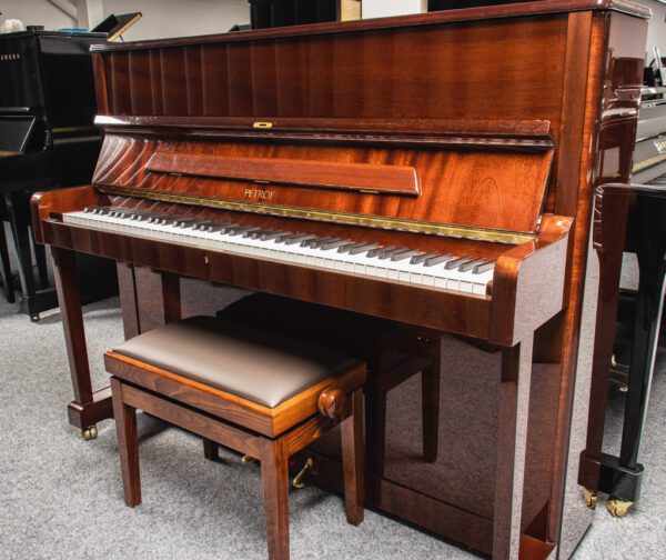 Petrof 115 Upright in Polished Mahogany, 17 Years Old
