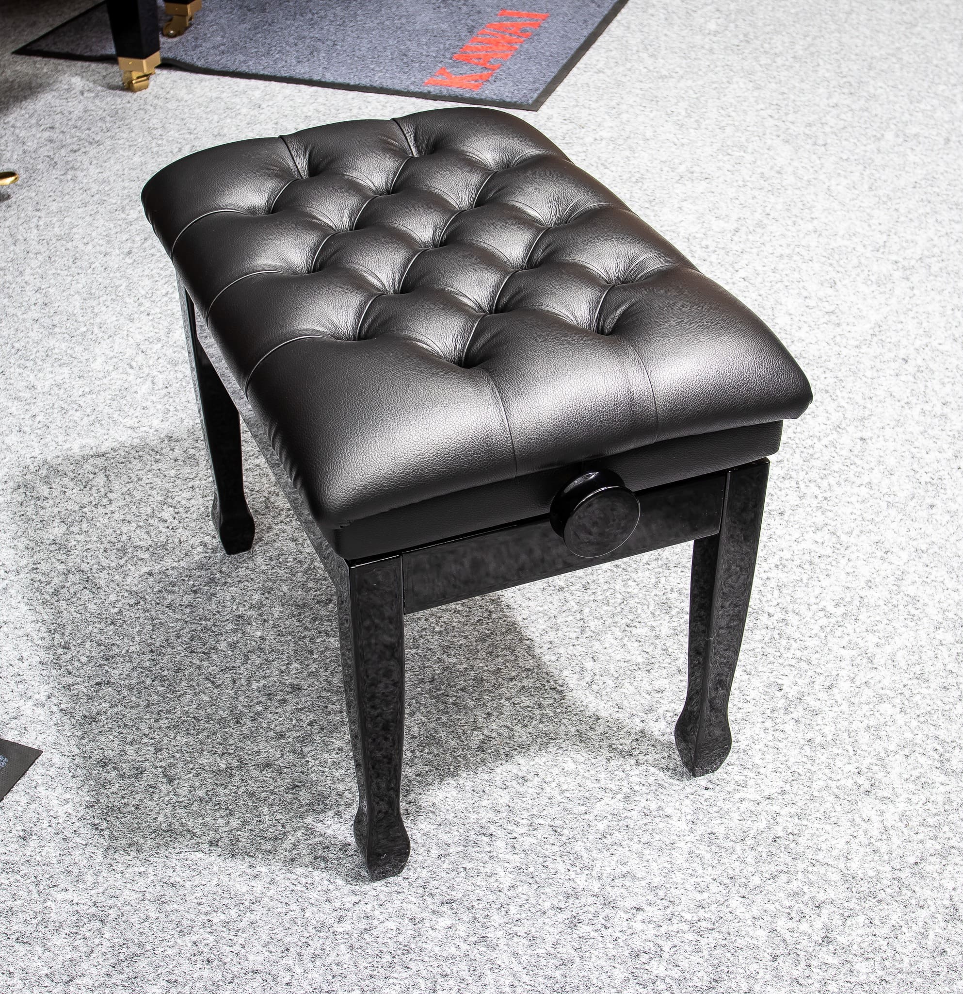 Adjustable Leather Piano Stool Polished Black Richard Lawson Pianos