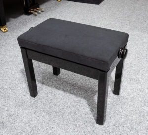 Solo Stool with Velour Top in Polished Black, Handmade in the UK
