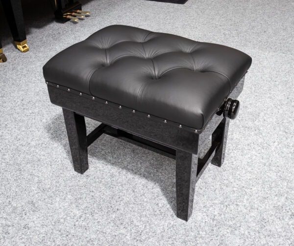 Solo Concert Stool with Leather Top in Polished Black