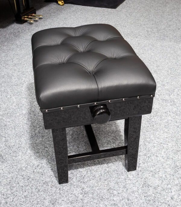 Solo Stool with Velour Top in Polished Black, Handmade in the UK